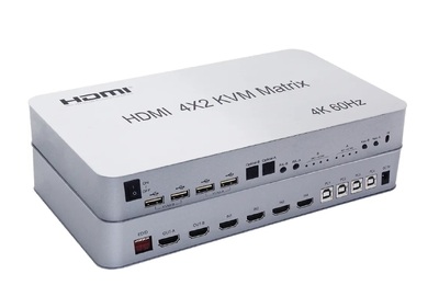 HDMI 2.0 Матрица + USB KVM коммутатор с аудио выходами 4 входа - 2 выхода Pro-HD