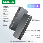 USB Type-C Док станция UGREEN 9 в 1 на ДВА дисплея, 4K60Hz, 100W - PD