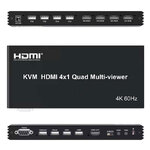 KVM HDMI 4x1 Quad Multi-viewer Мультивизор-Квадратор 4K@60Hz, на 4 компьютера